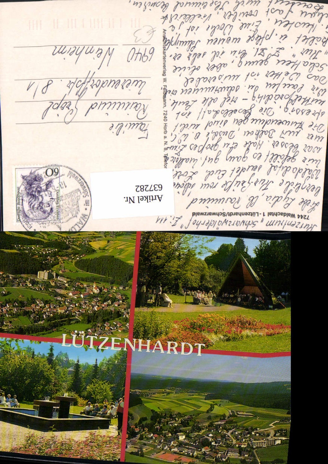 637282,Mehrbild Ak Waldachtal Lützenhardt Schwarzwald Brunnen Teilansicht
