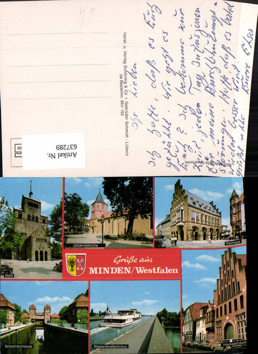 637289,Mehrbild Ak Minden Westfalen Johanniskirche Dom Schachtschleuse Rathaus