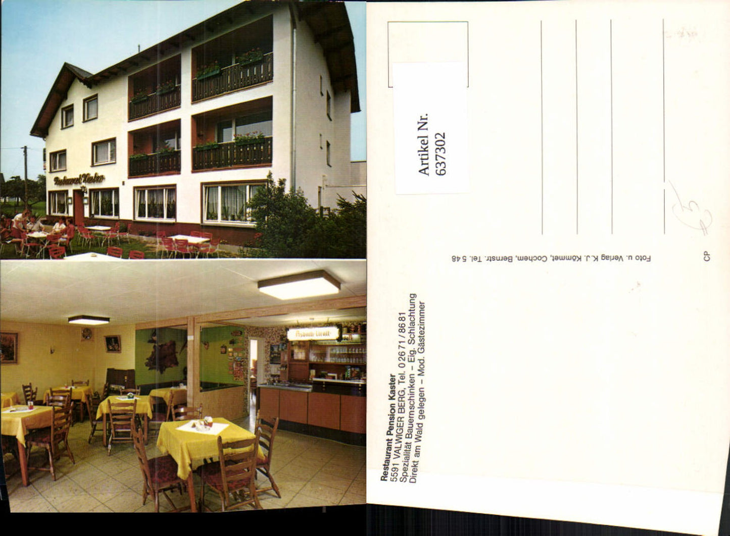 637302,Mehrbild Ak Valwig Valwiger Berg Restaurant Pension Kaster