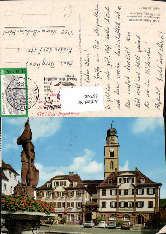637365, Bad Mergentheim Market Square with Town Hall and Parish Church VW Beetle