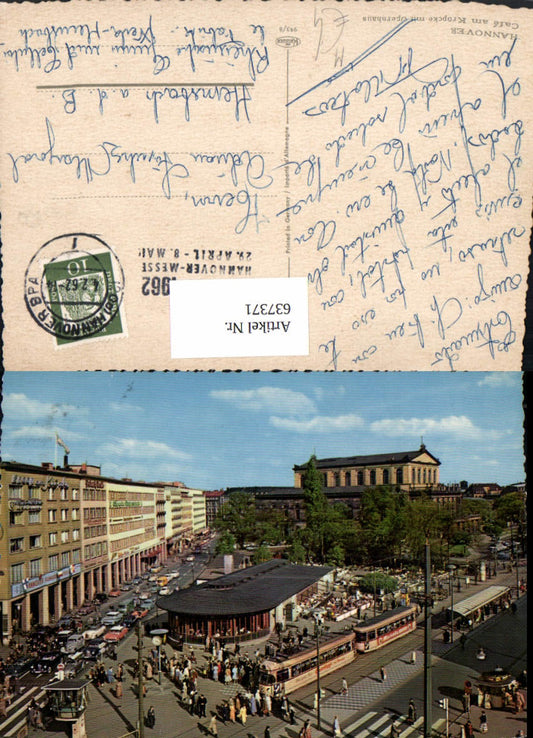 637371,Hannover Cafe a. Kröpcke m. Opernhaus Straßenbahn