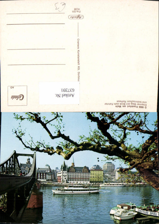 637391,Frankfurt a. Main Eiserner Steg m. Blick zum Fahrtor Schiff