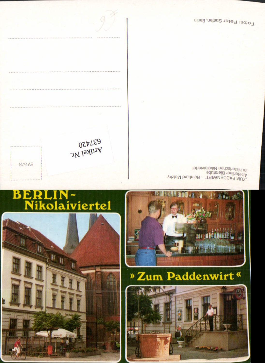 637420,Berlin Alt Berliner Zum Paddenwirt Nikolaiviertel Mitte Bier Ausschank