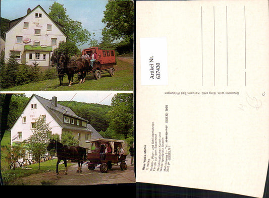 637430,Mehrbild Ak Usseln Willingen Haus Wilke-Mühle Pferde Pferdekutsche Kutsche