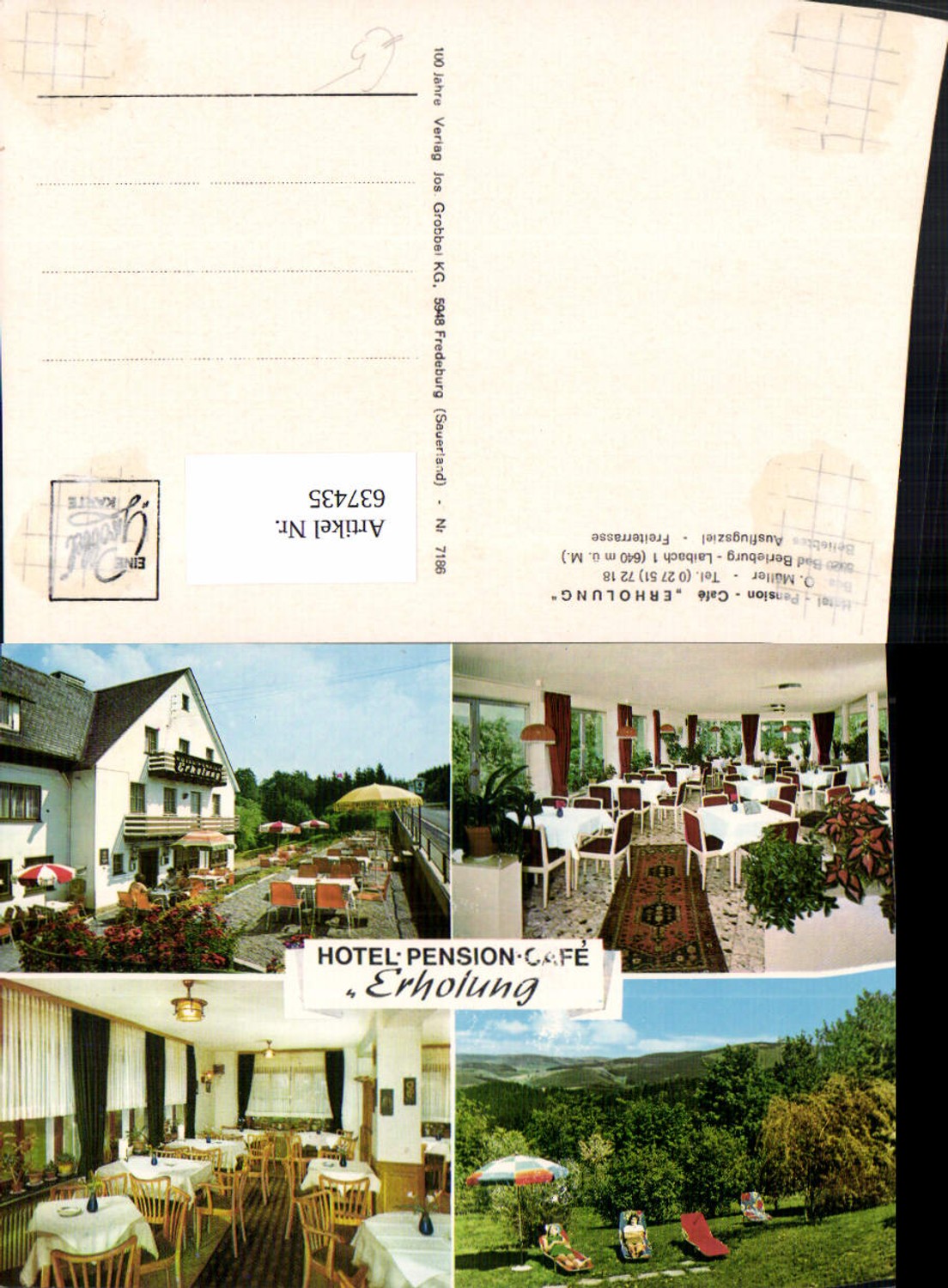 637435,Mehrbild Ak Bad Berleburg Hotel Pension Erholung