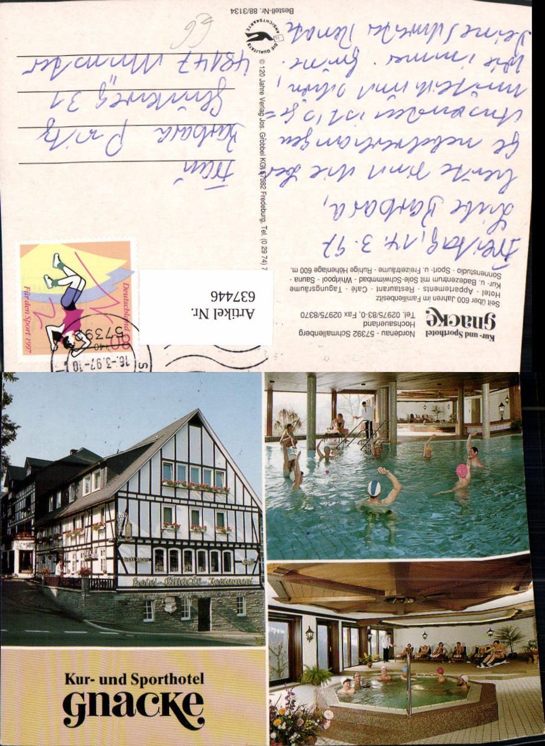 637446,Mehrbild Ak Schmallenburg Kur- u. Sporthotel Gnacke