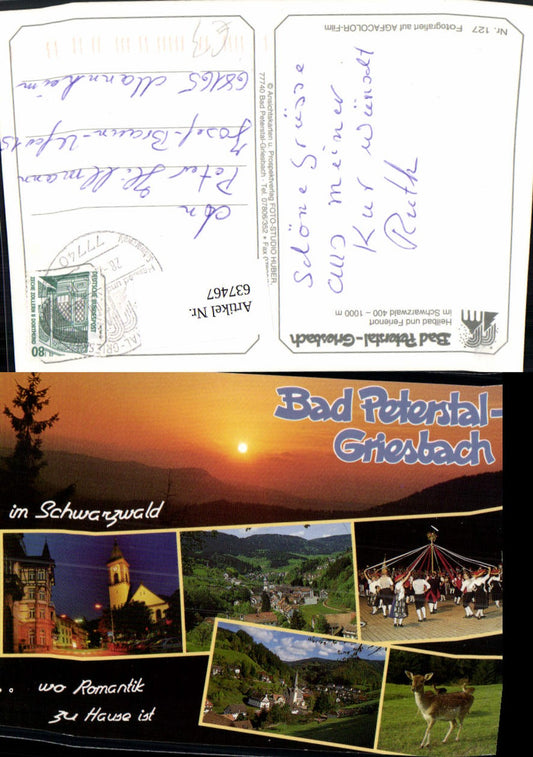 637467, Multi-image postcard Bad Peterstal-Griesbach Deer Wild Customs