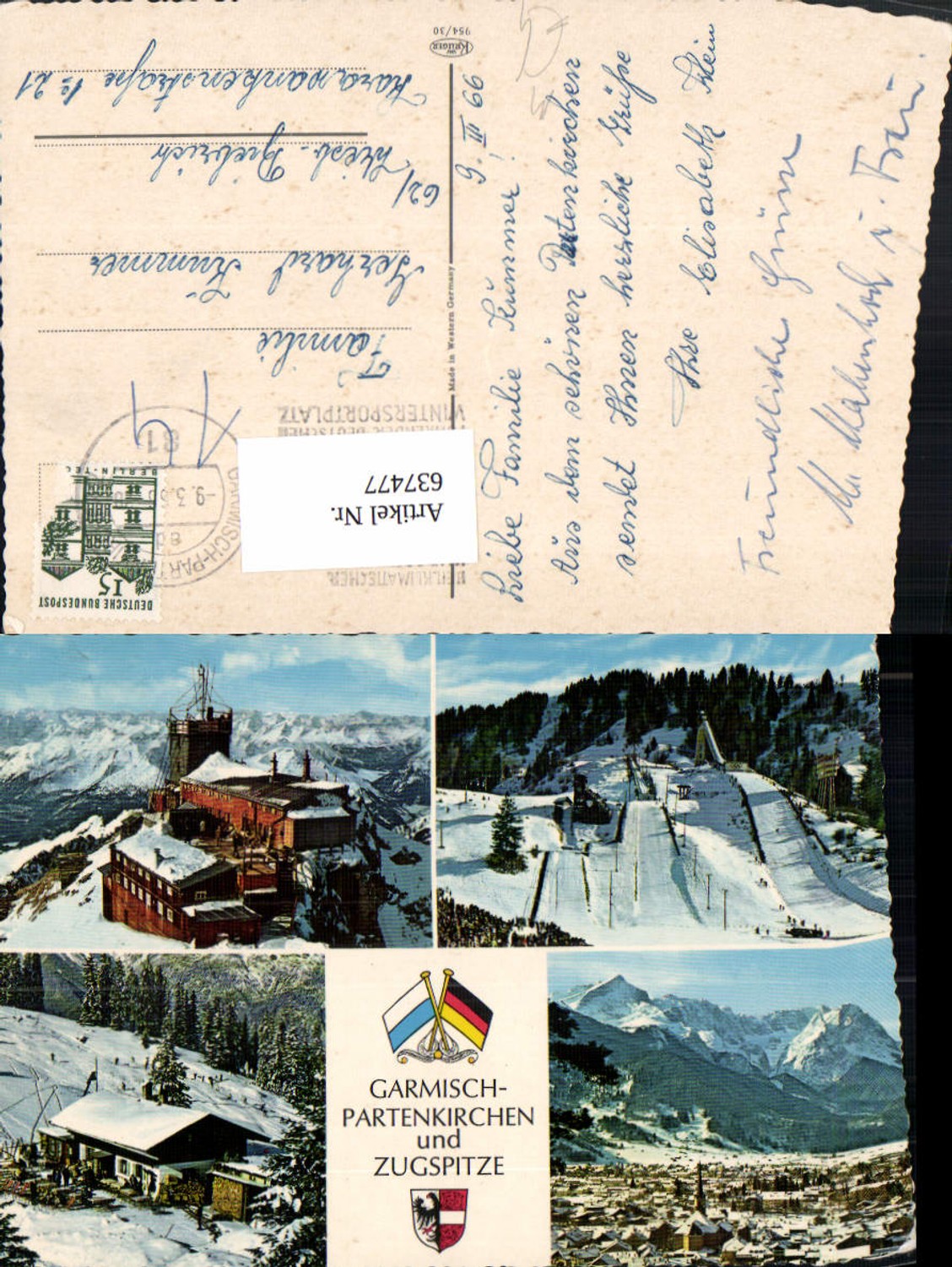 637477,Mehrbild Ak Garmisch-Partenkirchen Zugspitze Schisprungschanze Wintersport