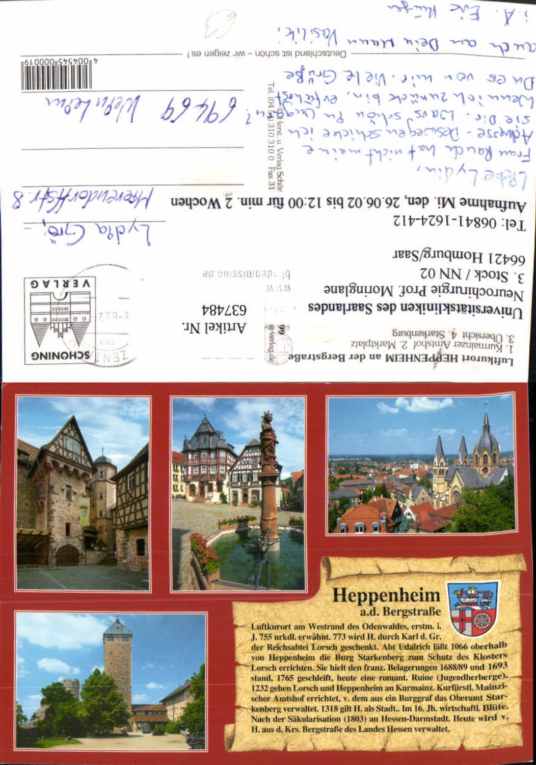 637484,Mehrbild Ak Heppenheim a. d. Bergstraße Marktplatz Starkenburg