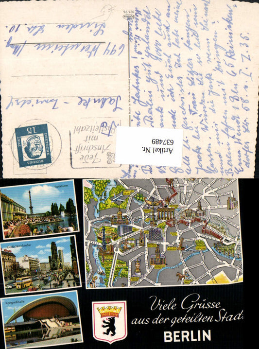 637489,Mehrbild Ak Berlin Funkturm Gedächtniskirche Kongreßhalle