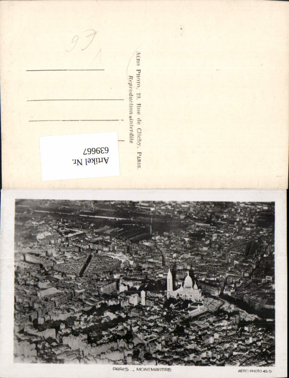 639667,Fliegeraufnahme Paris Montmartre pub Aero-Photo Luftbild 455