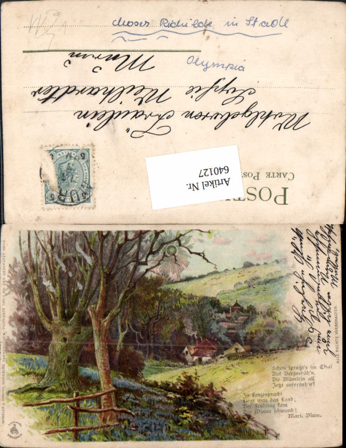 640127,Lithographie Winkler & Schorn Sonnenschein Postkarte XIII