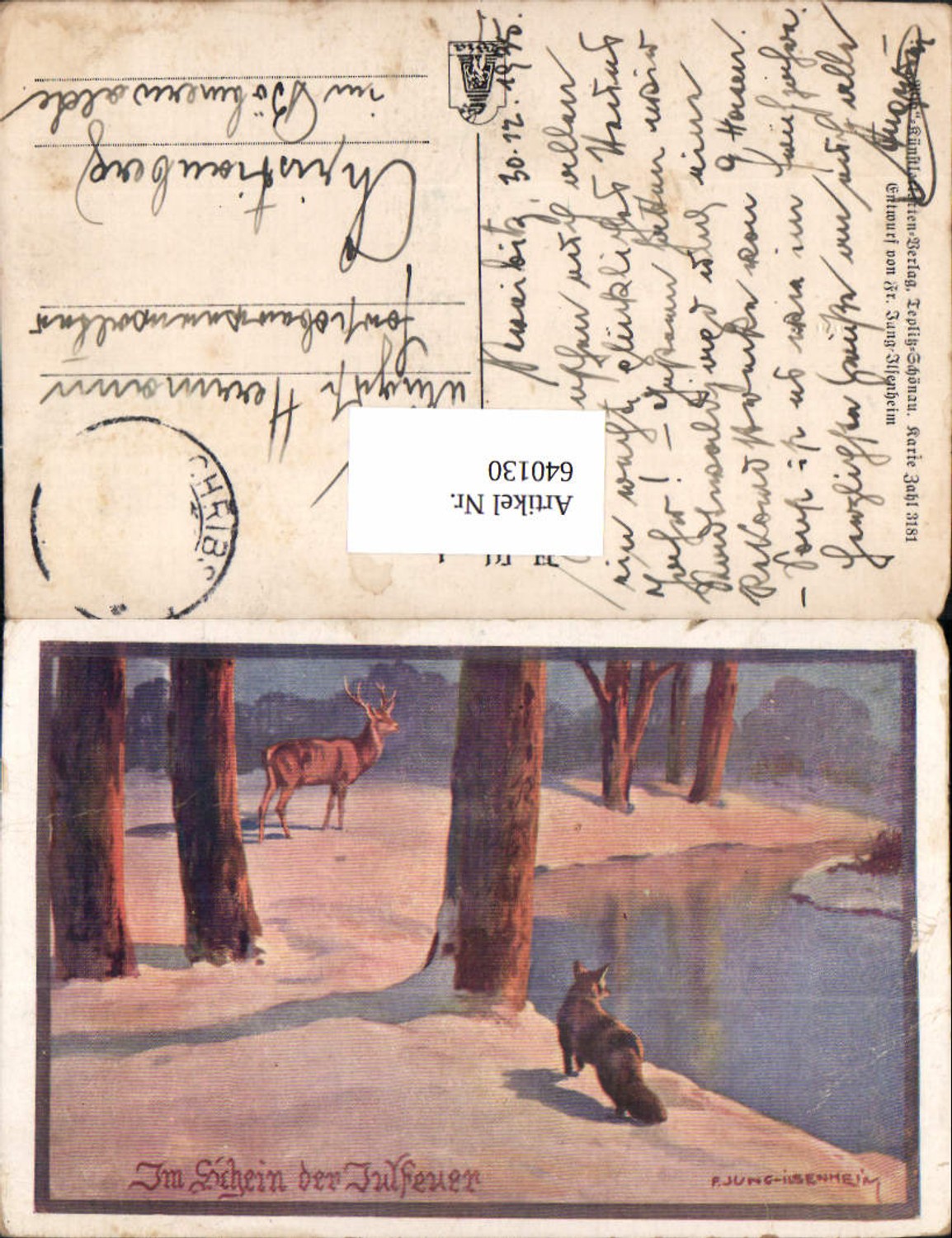 640130,WIA Verlag Teplitz Schönau 3181 Jung Ilsenheim Fuchs Reh Hirsch