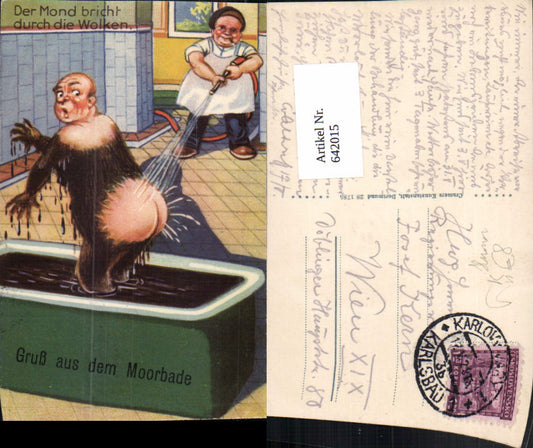 642015,Künstler AK Gruß aus dem Moorbade Humor Scherz Mann Badewanne