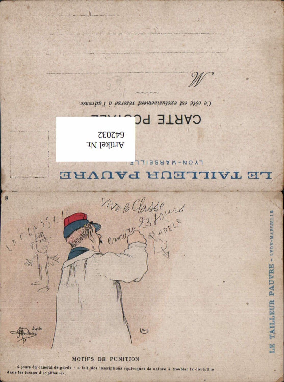 642032,Künstler AK Guillaume Satire Karikatur Humor Scherz Militär Motifs de Punition