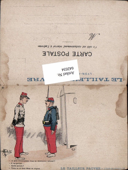 642034,Künstler AK Guillaume Satire Karikatur Humor Scherz Militär Wache
