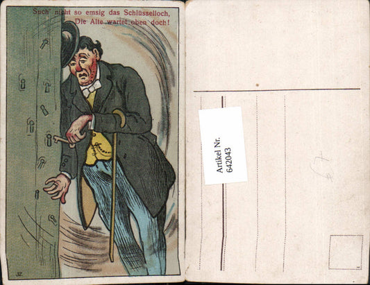 642043,Scherz Humor Alkohol Trinkerhumor Betrunkener Gehstock Schlüsselloch