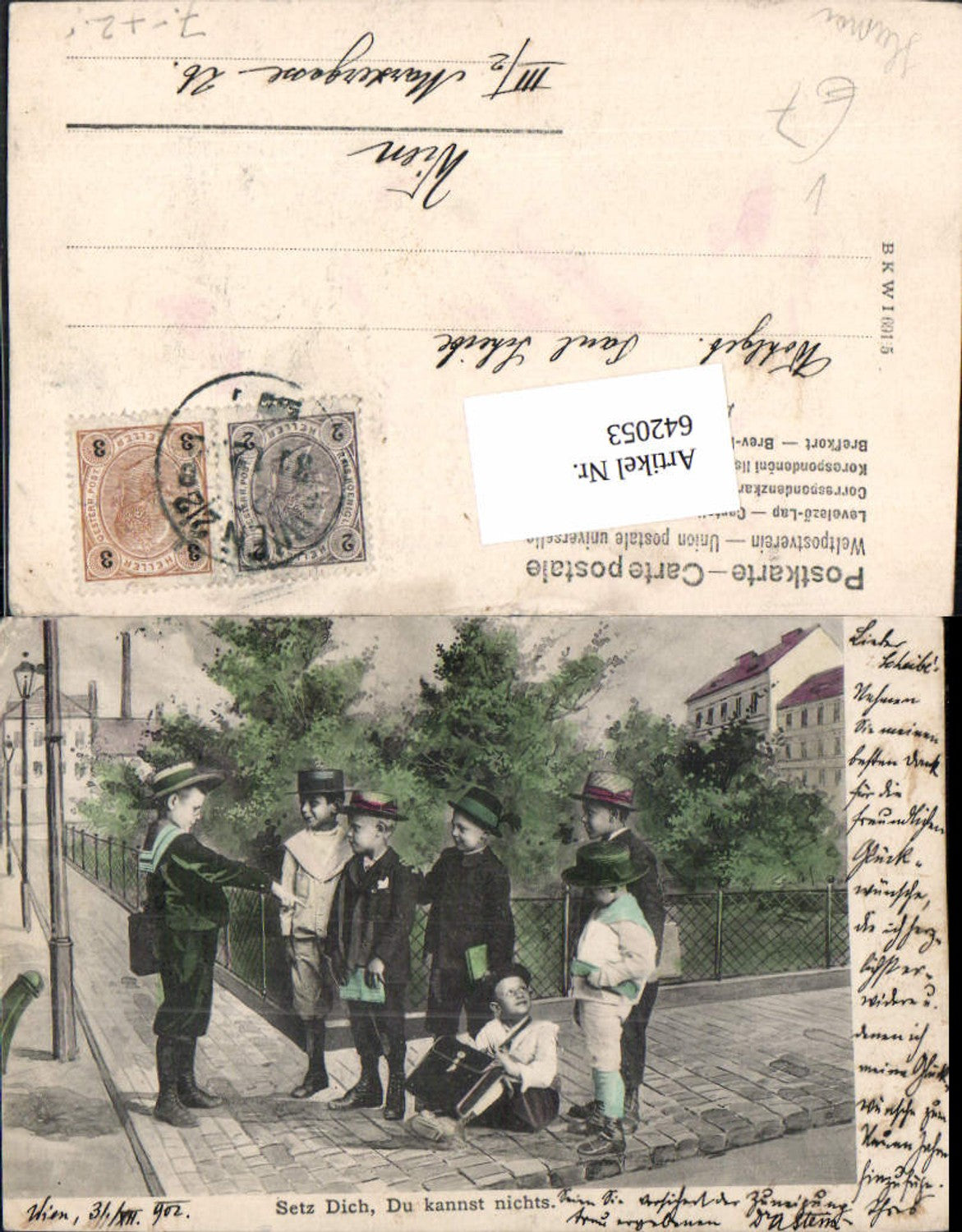 642053,Scherz Humor Schulkinder Jungen Schule spielen pub B.K.W.I. 691/5