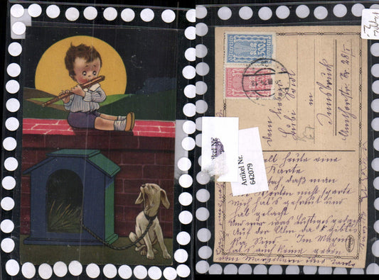 642079,Scherz Humor Junge Hund Flöte Mond Hundehütte