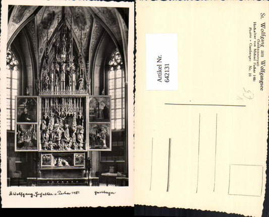 642131,Foto Ak Sankt Wolfgang im Salzkammergut Hochaltar Pacher Kirche pub Gastberger