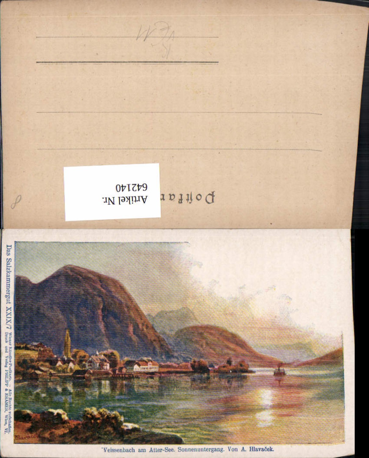 642140,Künstler Ak A. Hlavacek Weißenbach a. Attersee Steinbach am Attersee pub Philipp Kramer