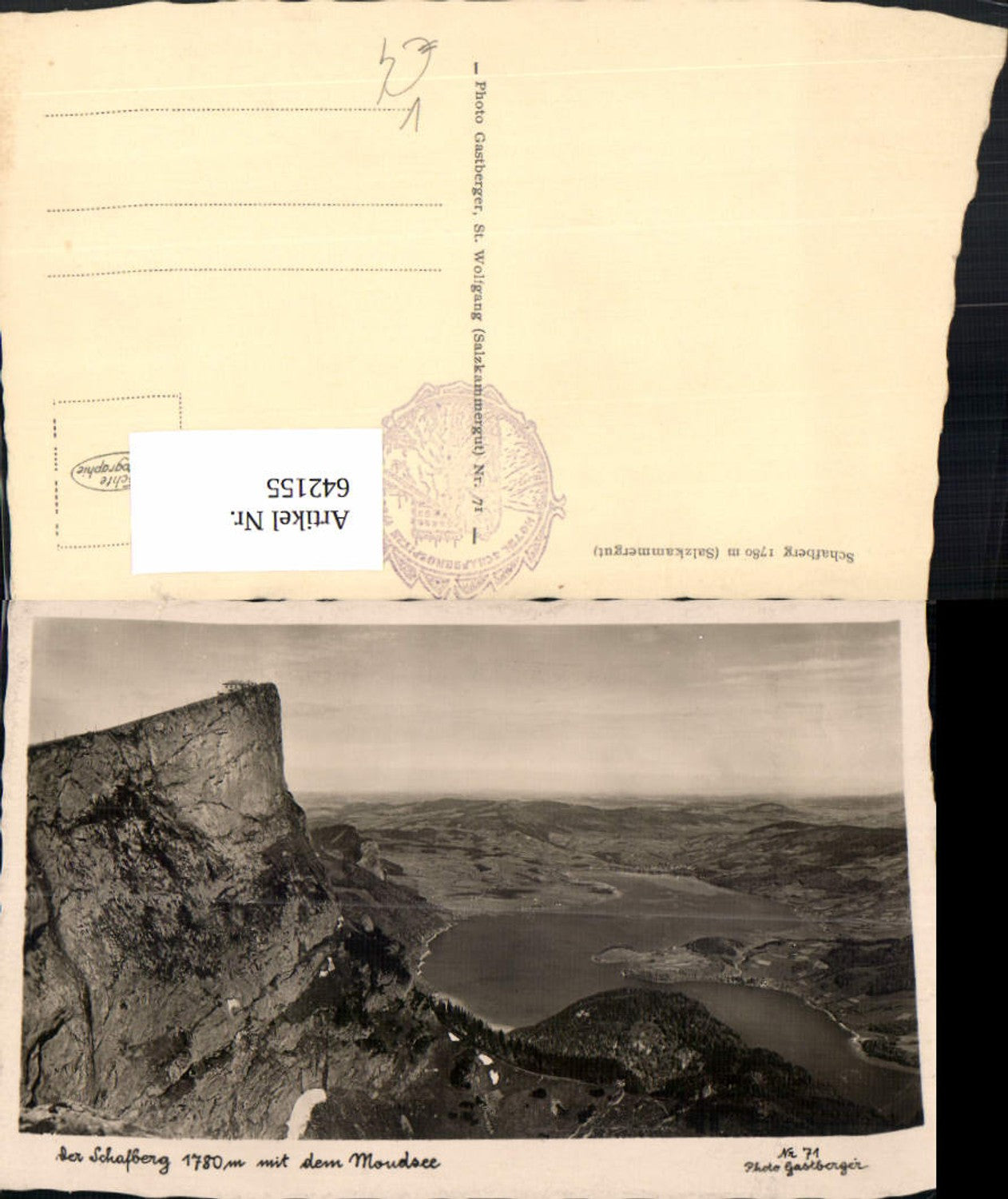 642155,Foto Ak Schafberg Mondsee b. St Wolfgang im Salzkammergut pub Gastberger 71