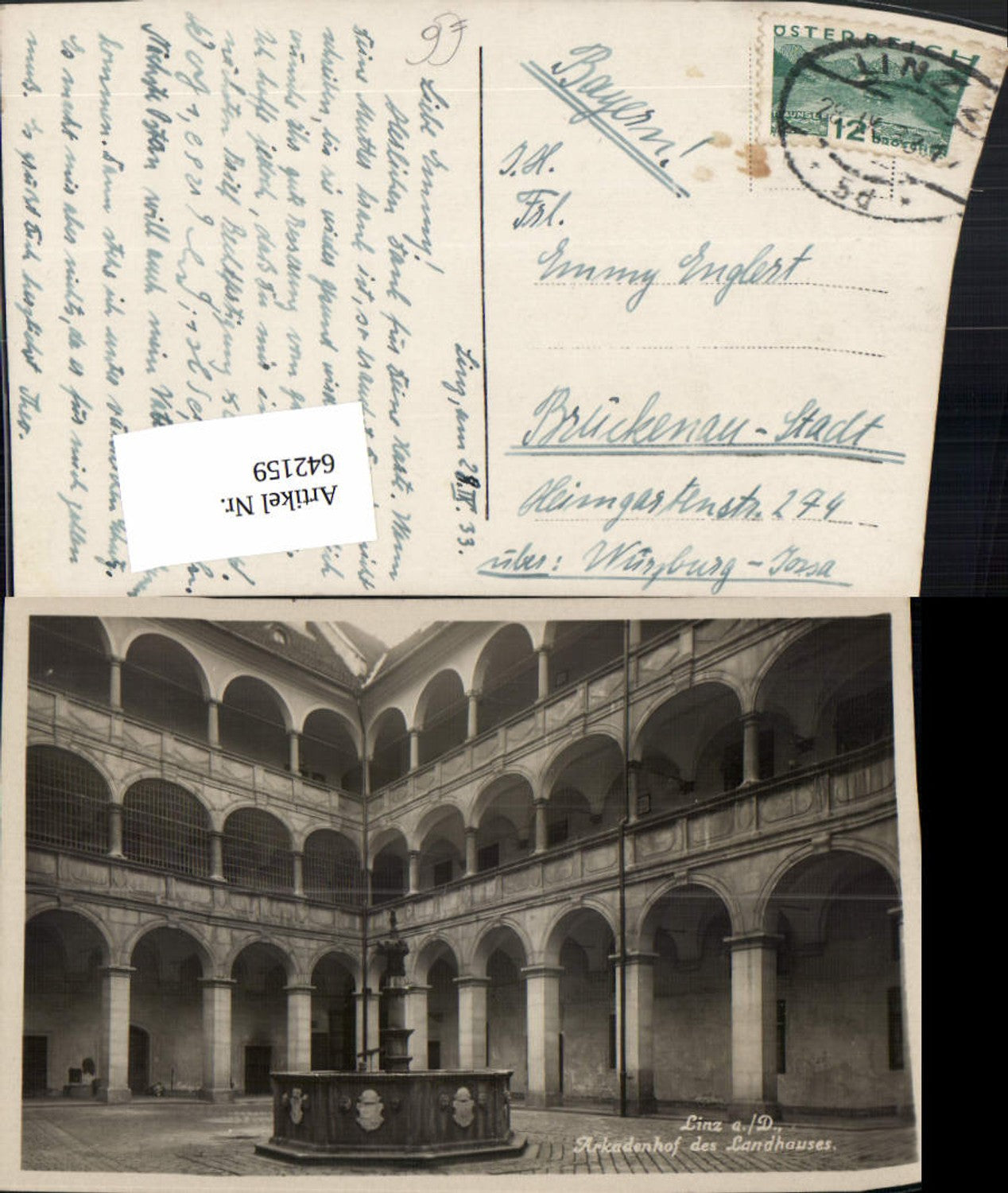 642159,Foto Ak Linz a. d. Donau Arkadenhof d. Landhauses Brunnen