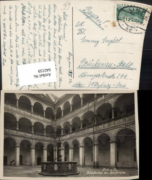 642159,Foto Ak Linz a. d. Donau Arkadenhof d. Landhauses Brunnen