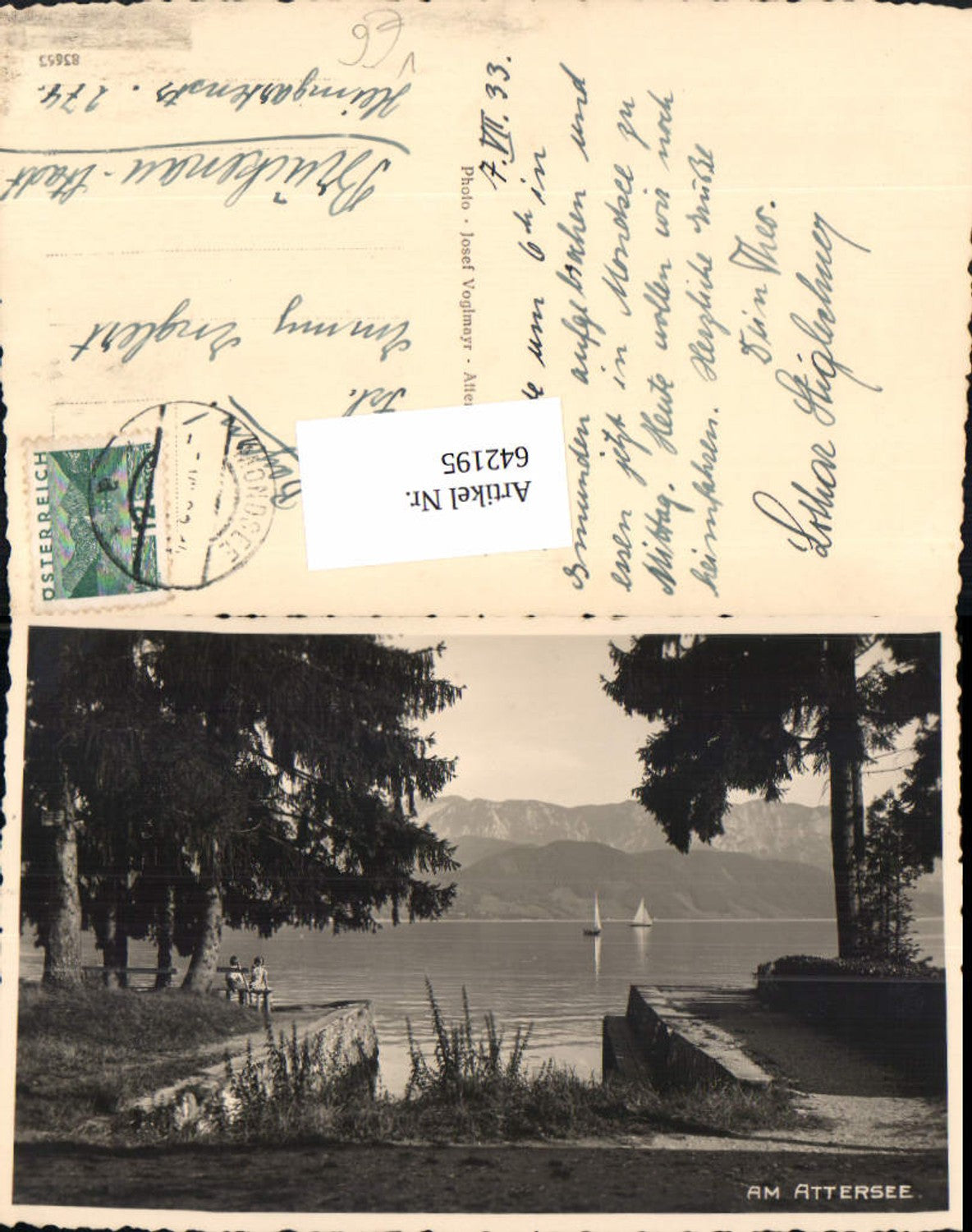 642195,Foto Ak Am Attersee Segelboote Boote ev. Nußdorf am Attersee pub Josef Voglmayr