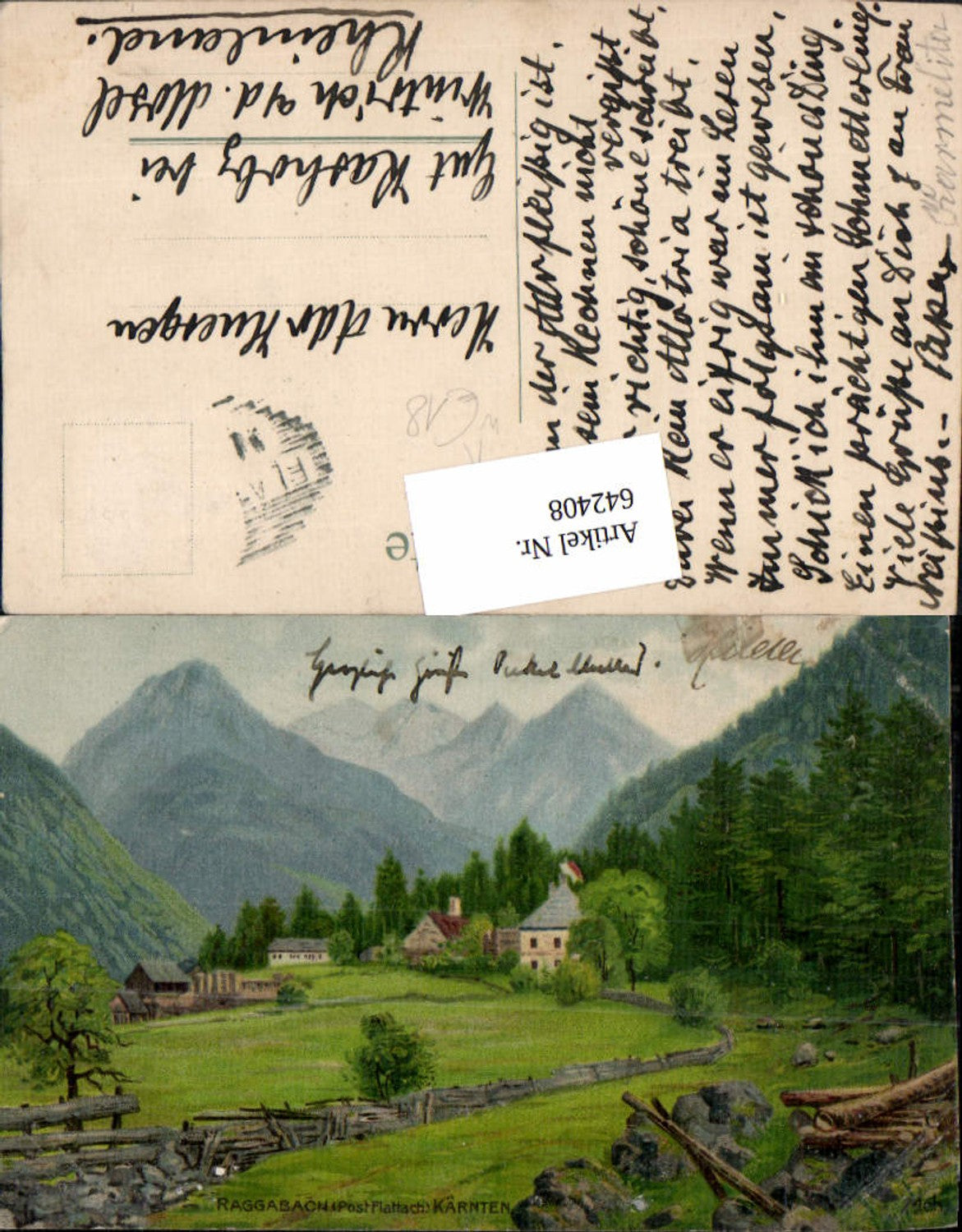 642408,seltene Künstler AK Raggabach b. Flattach Kärnten handgemalt