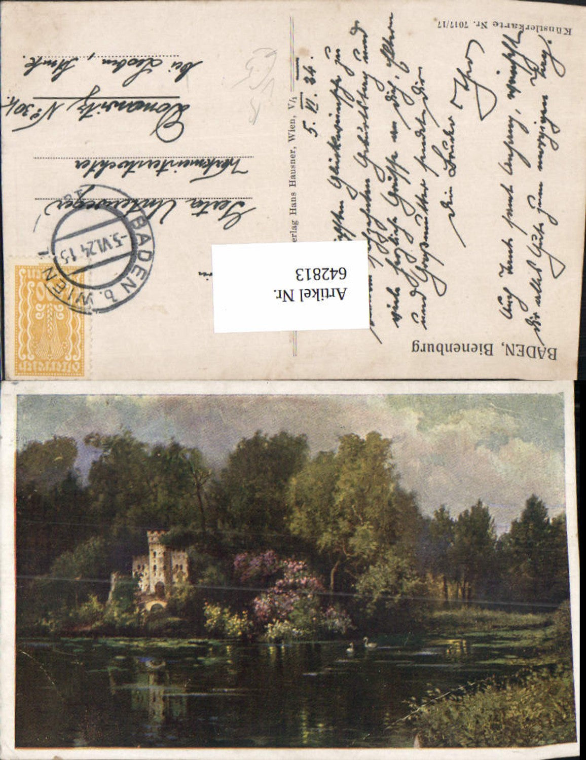 642813,Künstler AK Baden bei Wien Bienenburg pub Hausner 7017/17