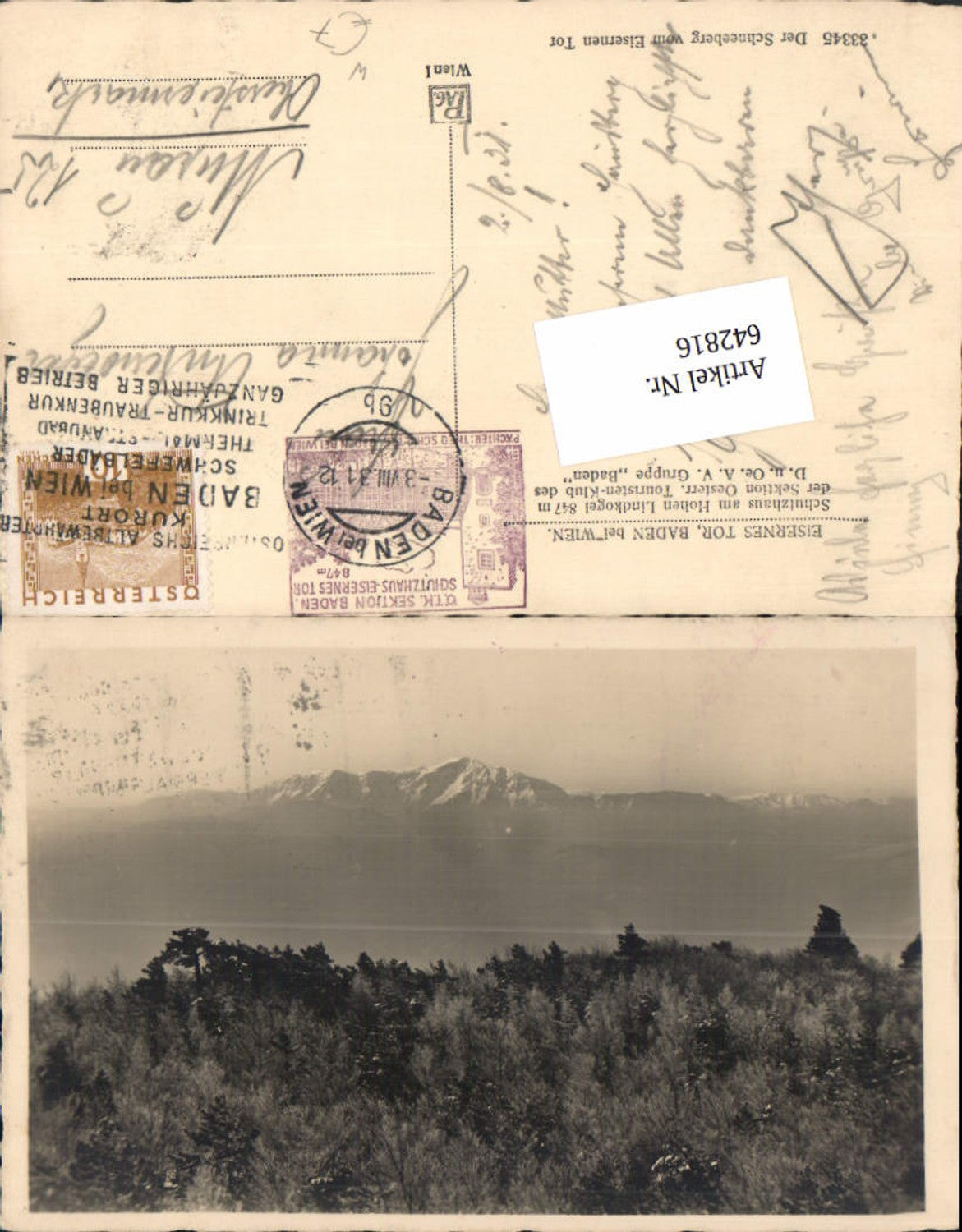 642816,Baden bei Wien Eisernes Tor Schutzhaus am Lindkogel