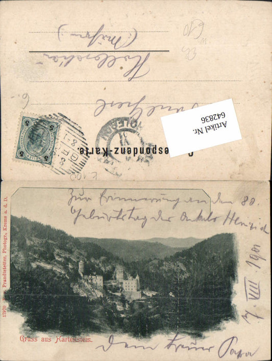 642836,Gruss aus Hartenstein Els Krems Burg Weinzierl am Wald 1900 Loiwein