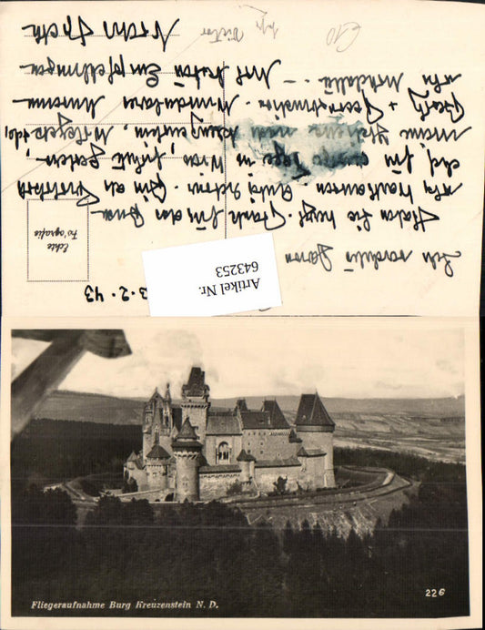 643253,Fliegeraufnahme Burg Kreuzenstein b. Leobendorf