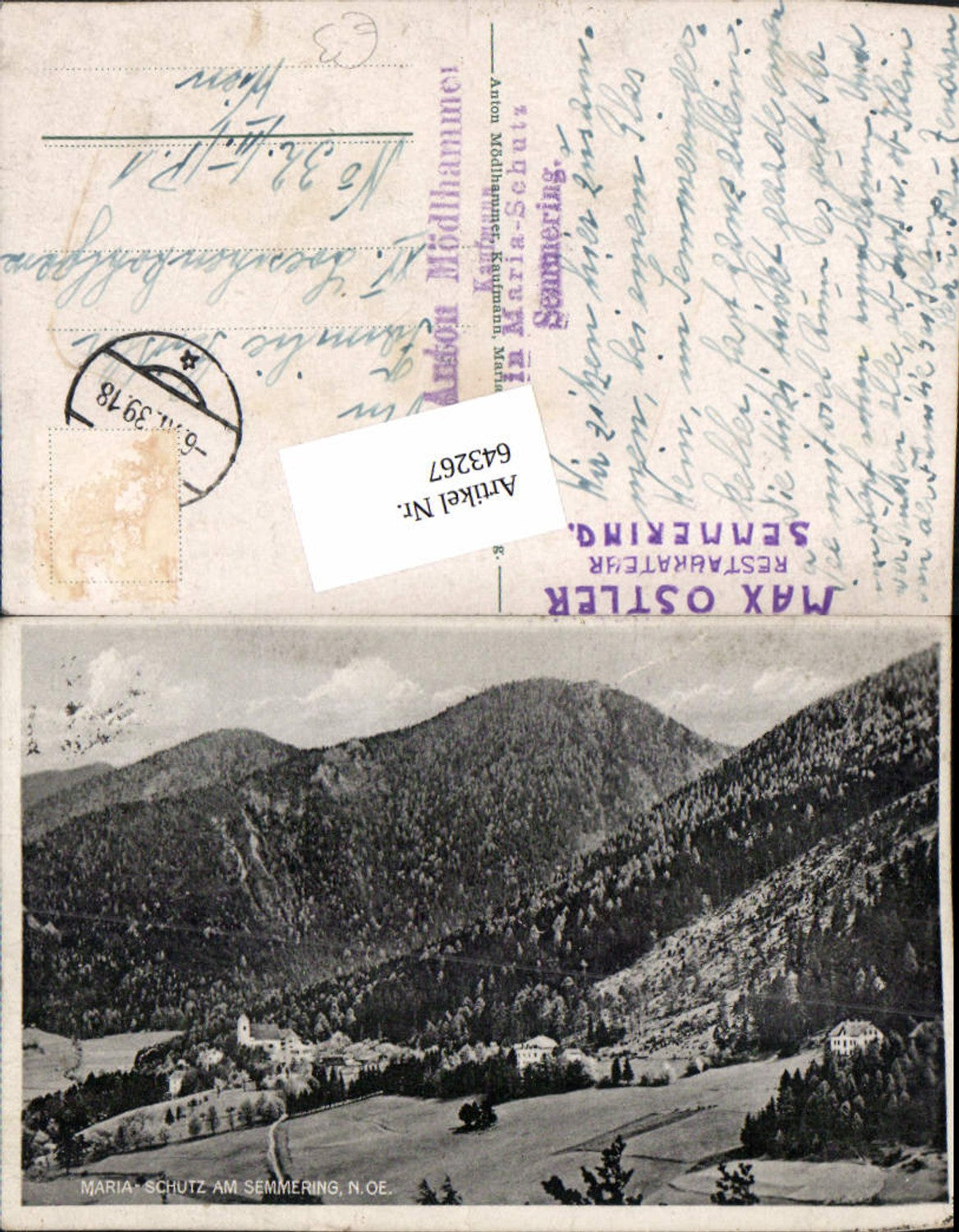 643267,Maria Schutz am Semmering Stempel Restaurateur