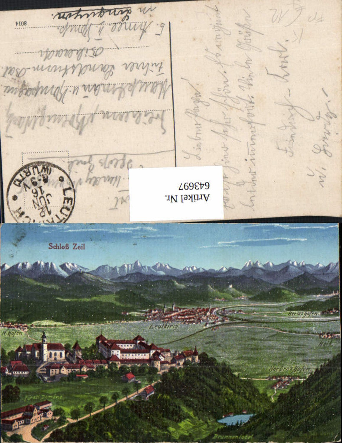 Artist AK Eugen Felle Isny ​​Schloß Zeil Leutkirch Herbrazhofen Heid Herlazhofen