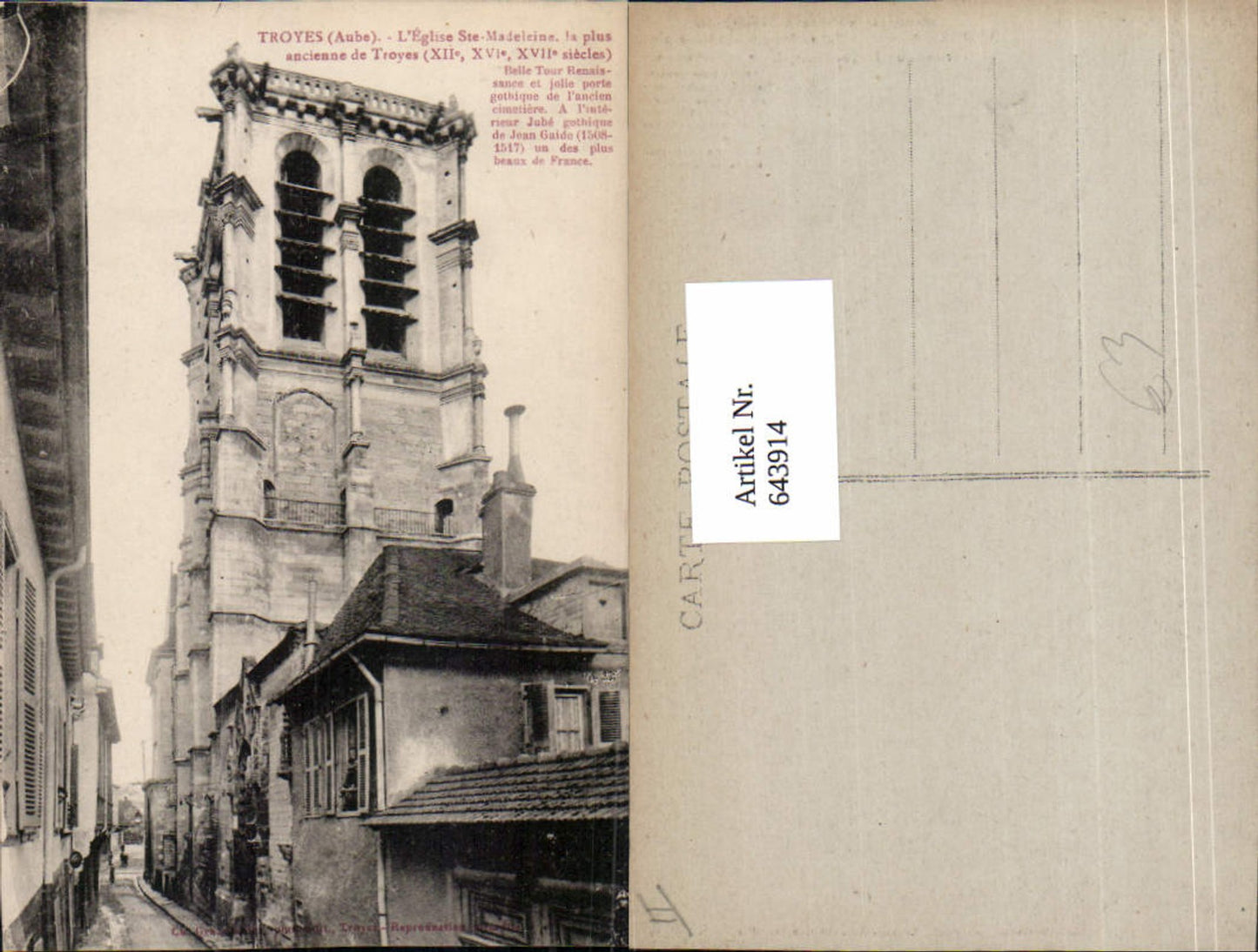643914,Troyes Aube Eglise Saint Madeleine