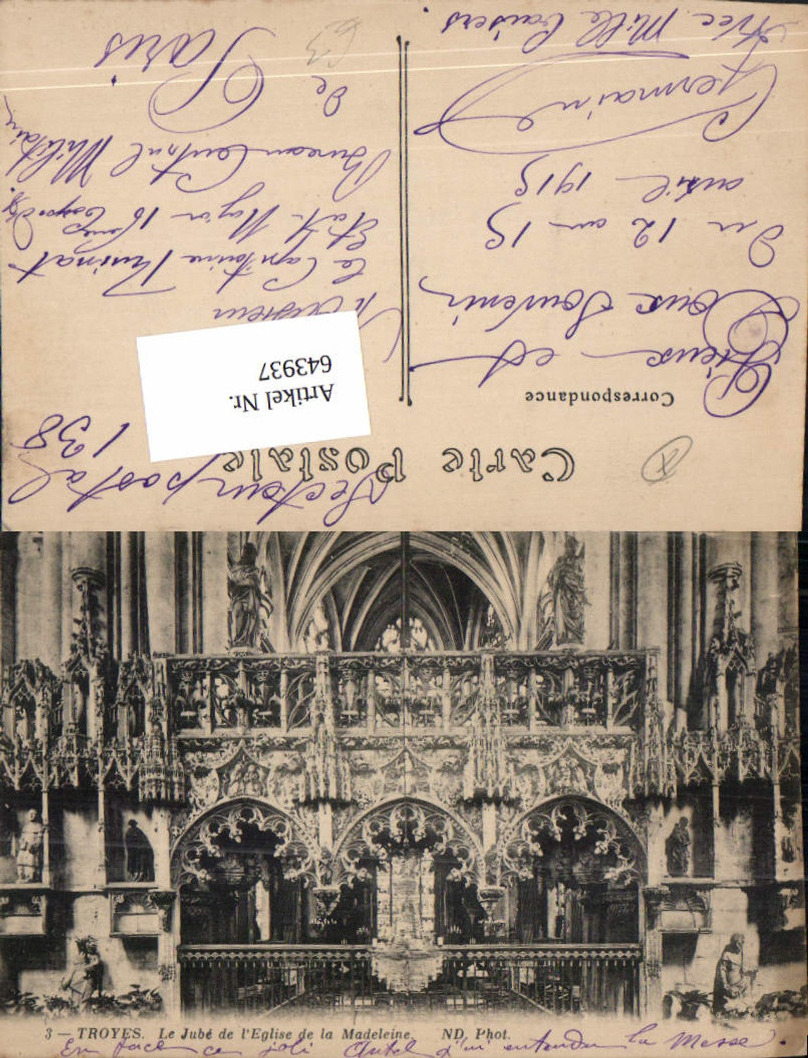 643937,Troyes Aube eglise Sainte Madeleine