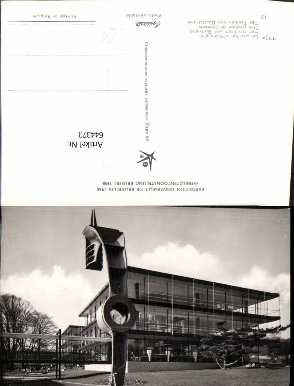 644373,Ausstellung Brüssel Bruxelles 1958 Pavillon Deutschland Exposition Universelle