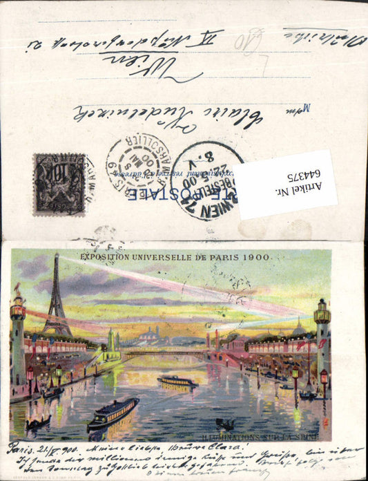 644375,Ausstellung Exposition Universelle de Paris 1900 Lithographie Illuminations sur seine