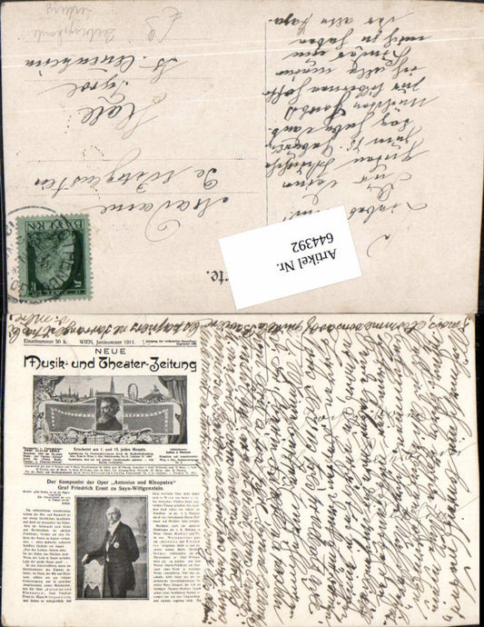 Stenographie Musik- und Theater Zeitung AK Zeitungs-AK Graf Friedrich Sayn Wittgenstein
