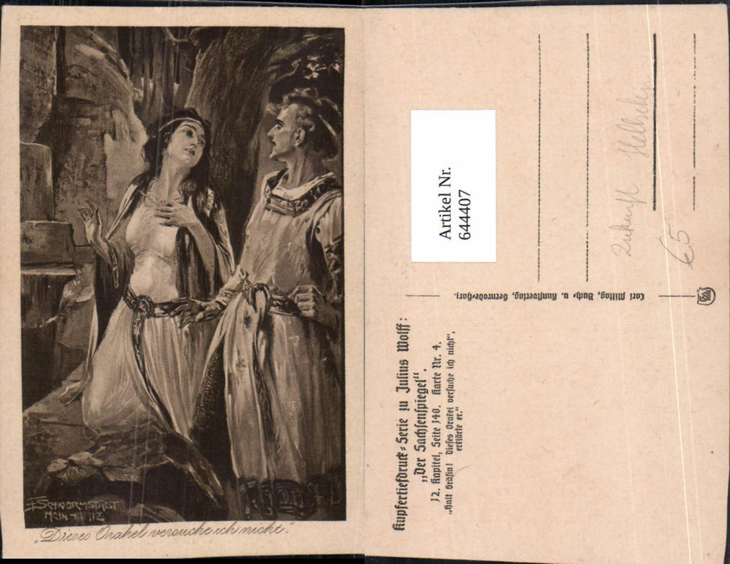 644407, Artist AK F. Schwormstädt Julius Wolff Sachsenspiegel