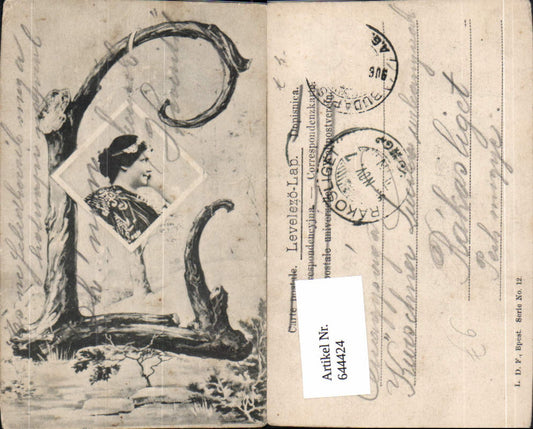 644424,Fotomontage Buchstaben-AK Buchstabe L Frau Surrealismus