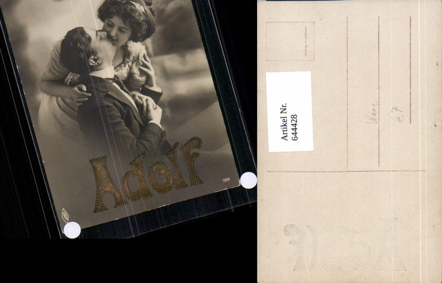644428,Allegorie AK Adolf Namens AK Name Kuss Frau