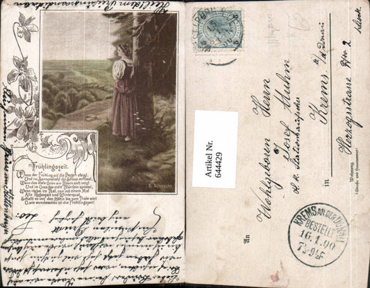 644429,Allegorie AK A. Albrecht Jugendstil Frühling Jahreszeit