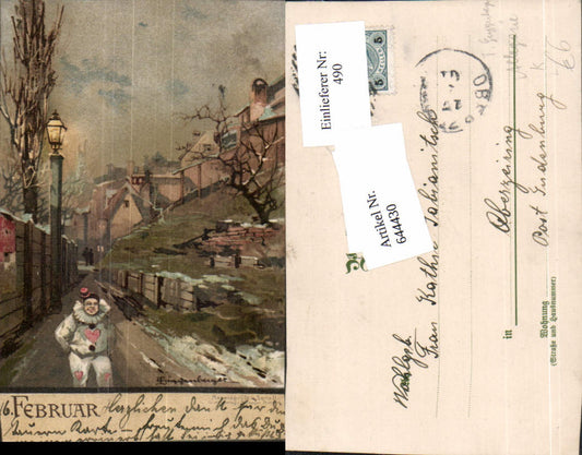 644430,Allegorie AK Theodor Guggenberger Fasching Februar Kostüm Monatsgrüße