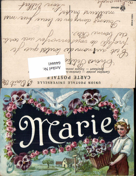 644441,Allegorie AK Namens AK Marie Tauben Veilchen Frau