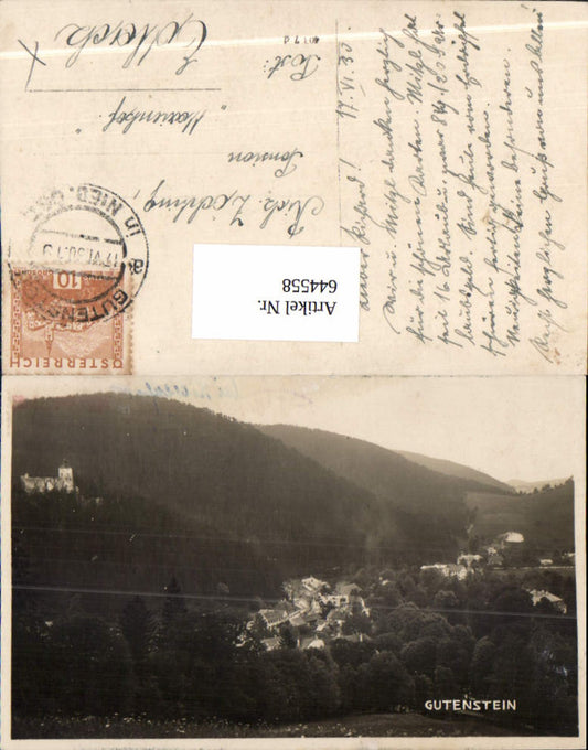 644558,Gutenstein m. Burg 1930