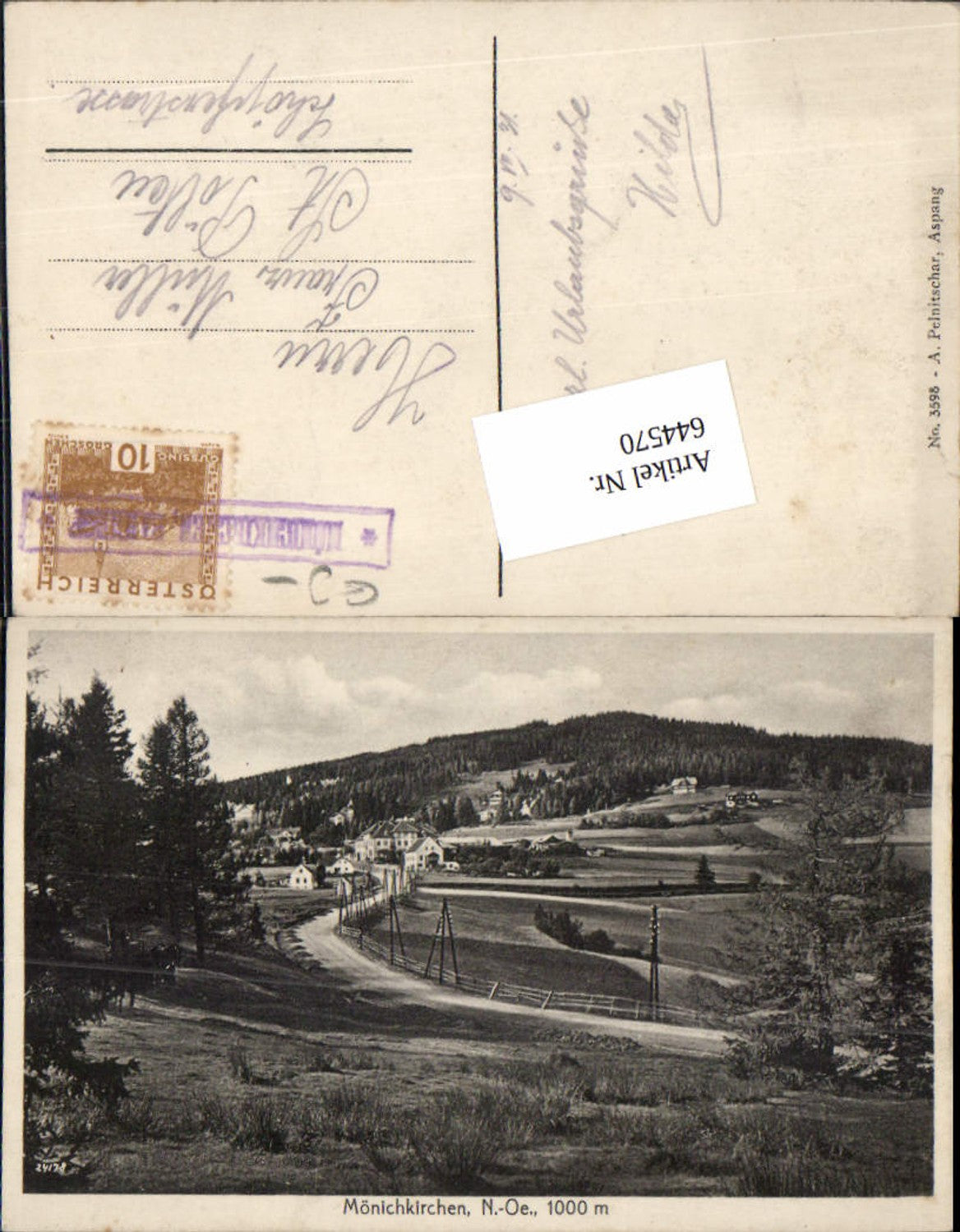 644570,Mönichkirchen am Wechsel Postablagestempel Postablage