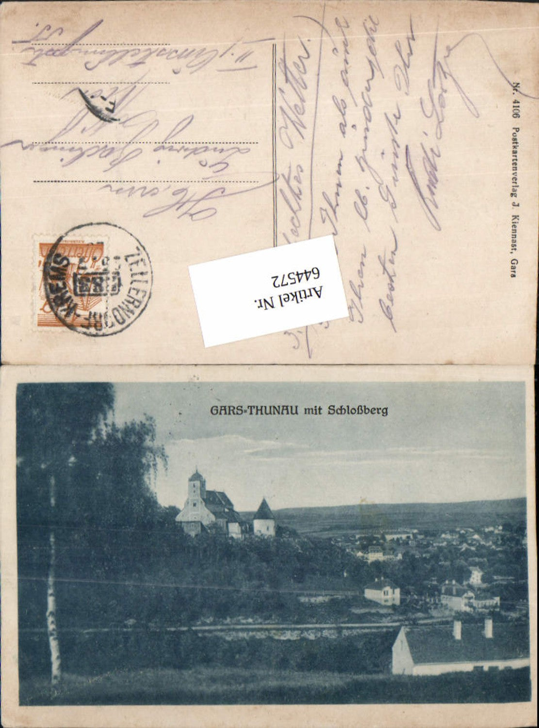 644572,Gars Thunau am Kamp Schloßberg Bahnpost Zellerndorf – Krems Zug 583